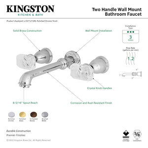 Krystal Onyx KS7122KRL Two-Handle 3-Hole Wall Mount Bathroom Faucet, Polished Brass