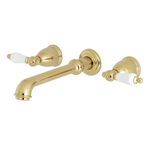 English Country KS7122PL Two-Handle 3-Hole Wall Mount Bathroom Faucet, Polished Brass