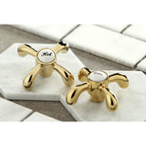 French Country KS7122TX Two-Handle 3-Hole Wall Mount Bathroom Faucet, Polished Brass