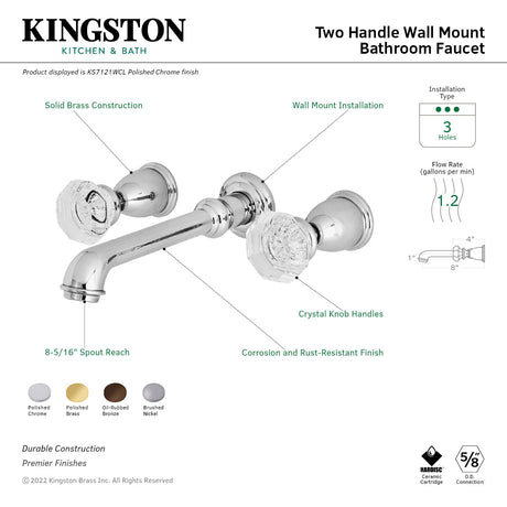 Celebrity KS7122WCL Two-Handle 3-Hole Wall Mount Bathroom Faucet, Polished Brass