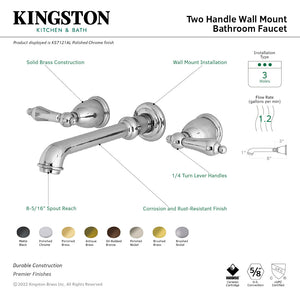 English Country KS7123AL Two-Handle 3-Hole Wall Mount Bathroom Faucet, Antique Brass
