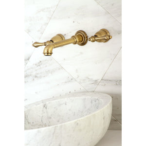 English Country KS7123AL Two-Handle 3-Hole Wall Mount Bathroom Faucet, Antique Brass