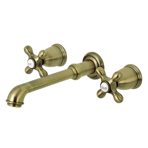 English Country KS7123AX Two-Handle 3-Hole Wall Mount Bathroom Faucet, Antique Brass