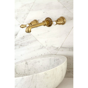 Heirloom KS7123BAL Two-Handle 3-Hole Wall Mount Bathroom Faucet, Antique Brass