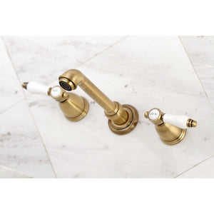 Bel-Air KS7123BPL Two-Handle 3-Hole Wall Mount Bathroom Faucet, Antique Brass