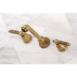 Georgian KS7123GL Two-Handle 3-Hole Wall Mount Bathroom Faucet, Antique Brass
