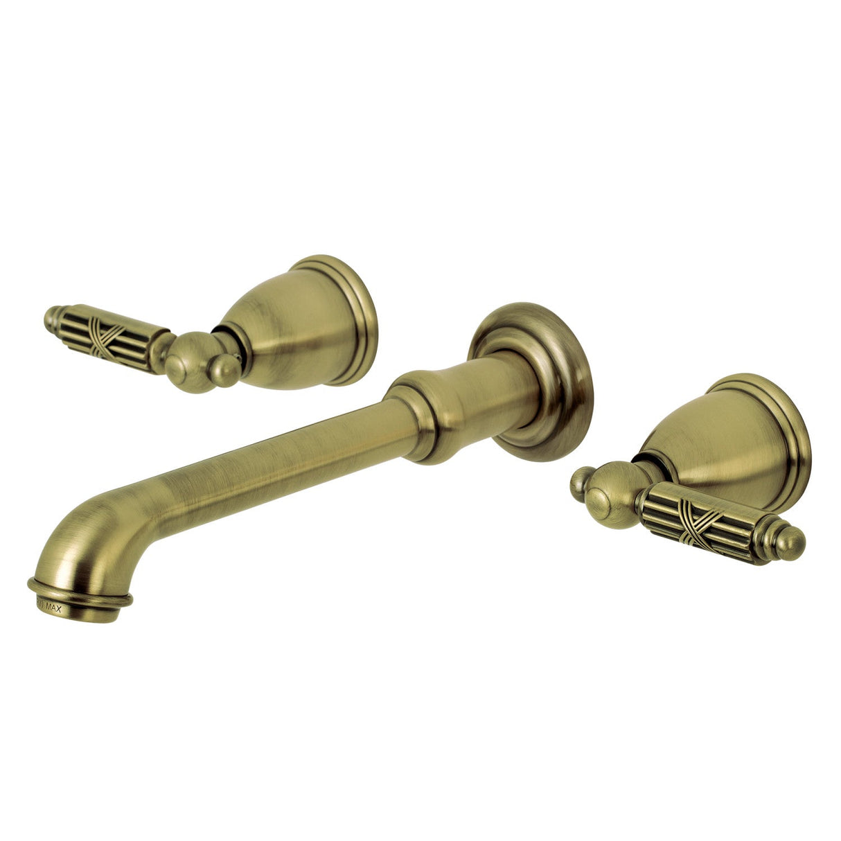 Georgian KS7123GL Two-Handle 3-Hole Wall Mount Bathroom Faucet, Antique Brass