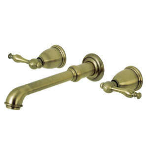 Naples KS7123NL Two-Handle 3-Hole Wall Mount Bathroom Faucet, Antique Brass