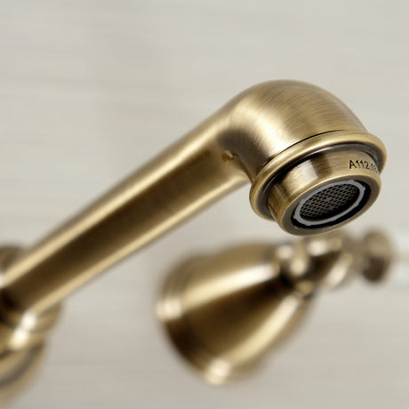 Wilshire KS7123WLL Two-Handle 3-Hole Wall Mount Bathroom Faucet, Antique Brass
