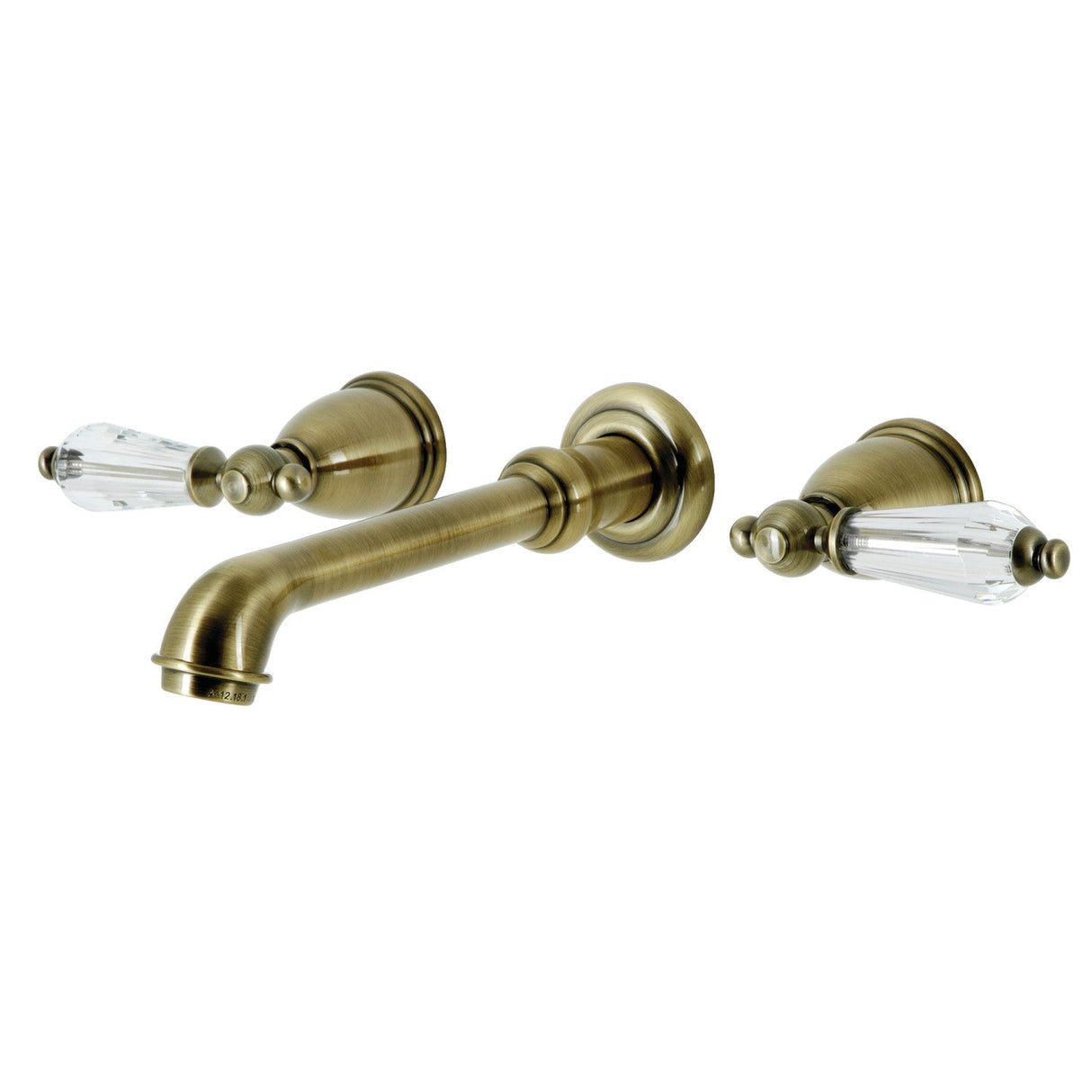 Wilshire KS7123WLL Two-Handle 3-Hole Wall Mount Bathroom Faucet, Antique Brass