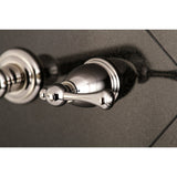 English Country KS7126BL Two-Handle 3-Hole Wall Mount Bathroom Faucet, Polished Nickel