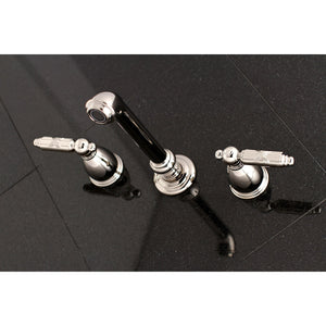 Georgian KS7126GL Two-Handle 3-Hole Wall Mount Bathroom Faucet, Polished Nickel