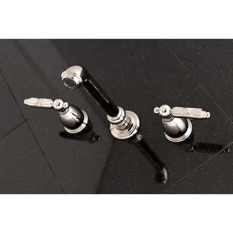 Georgian KS7126GL Two-Handle 3-Hole Wall Mount Bathroom Faucet, Polished Nickel