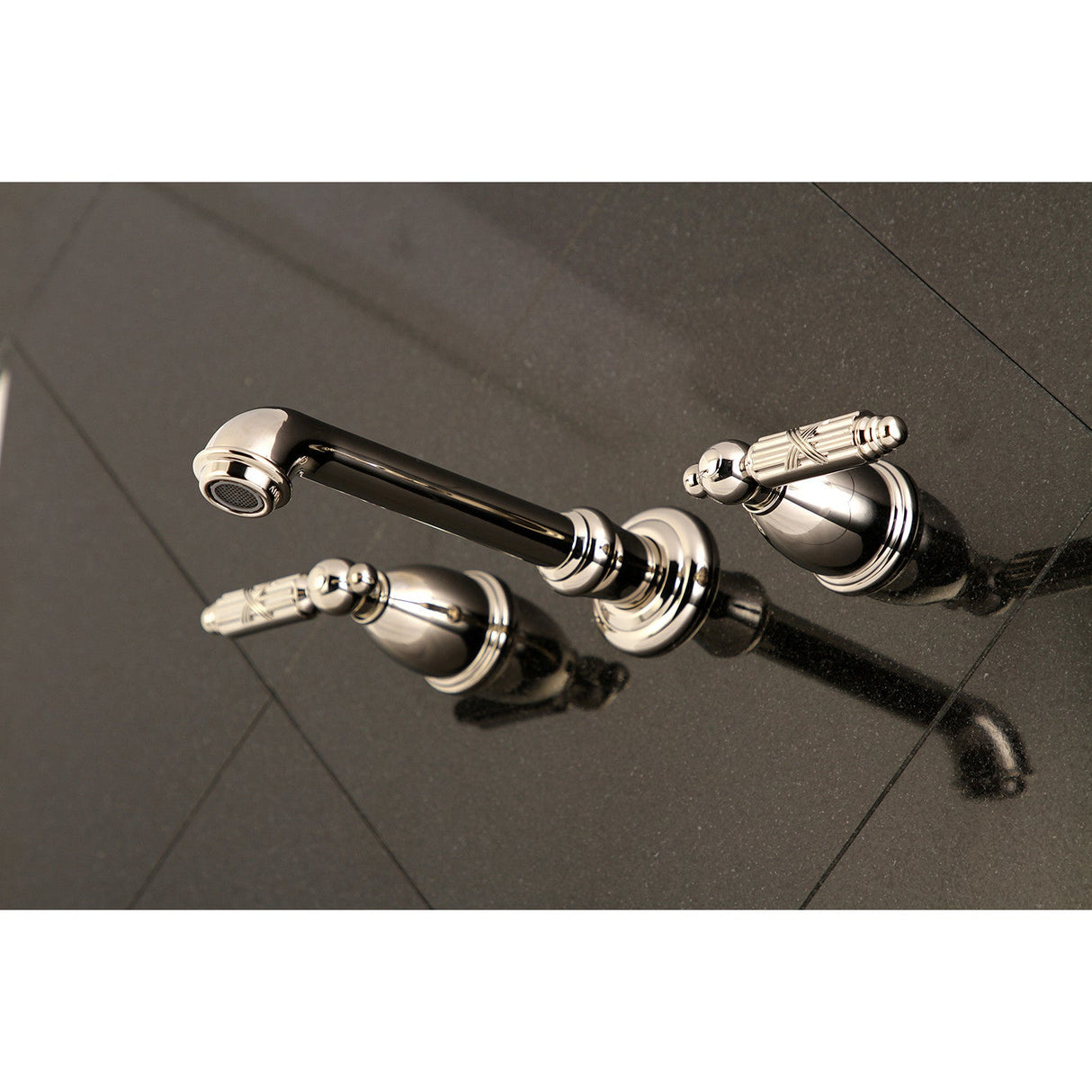 Georgian KS7126GL Two-Handle 3-Hole Wall Mount Bathroom Faucet, Polished Nickel