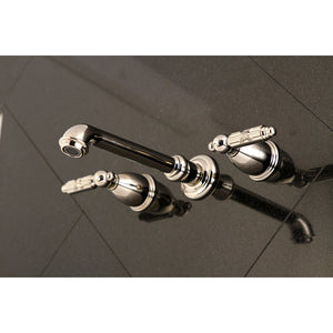 Georgian KS7126GL Two-Handle 3-Hole Wall Mount Bathroom Faucet, Polished Nickel