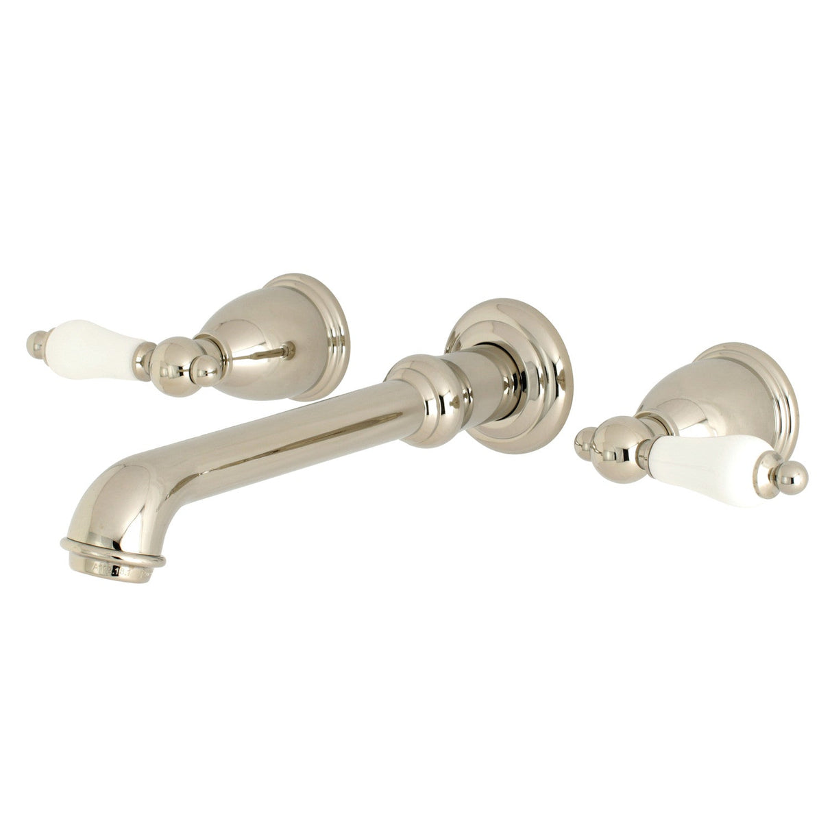 English Country KS7126PL Two-Handle 3-Hole Wall Mount Bathroom Faucet, Polished Nickel