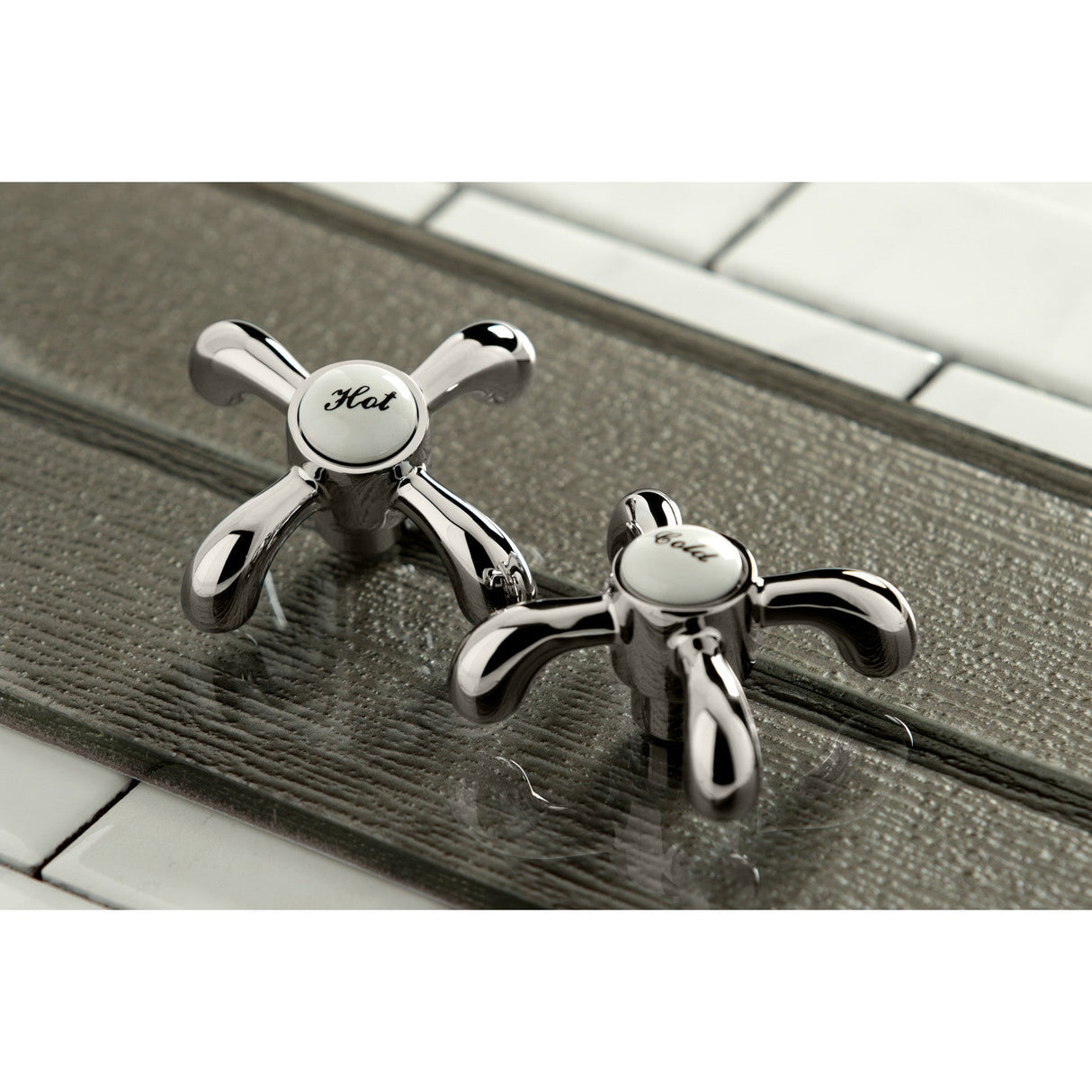 French Country KS7126TX Two-Handle 3-Hole Wall Mount Bathroom Faucet, Polished Nickel