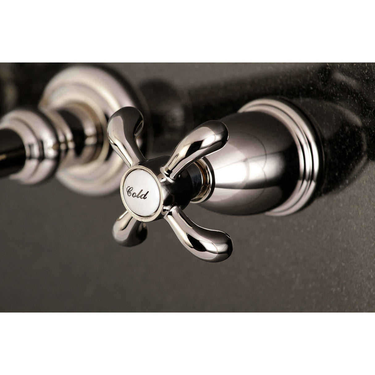 French Country KS7126TX Two-Handle 3-Hole Wall Mount Bathroom Faucet, Polished Nickel