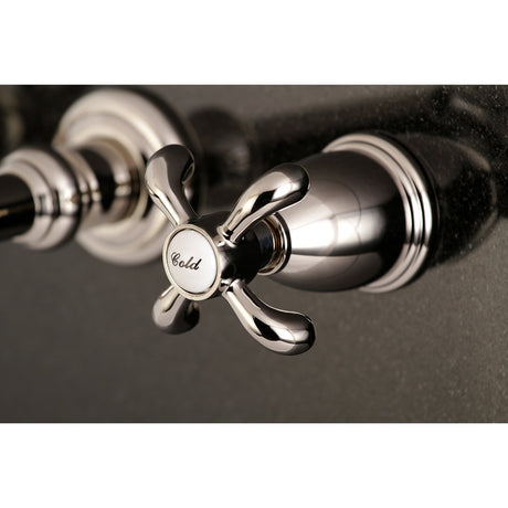 French Country KS7126TX Two-Handle 3-Hole Wall Mount Bathroom Faucet, Polished Nickel