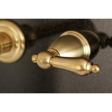 English Country KS7127AL Two-Handle 3-Hole Wall Mount Bathroom Faucet, Brushed Brass