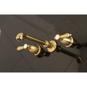 Heirloom KS7127BAL Two-Handle 3-Hole Wall Mount Bathroom Faucet, Brushed Brass