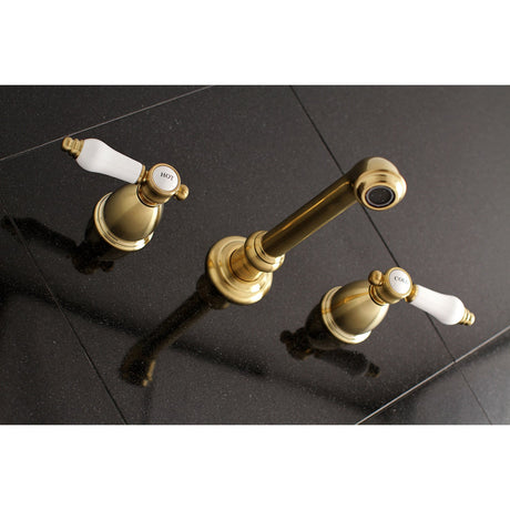 Bel-Air KS7127BPL Two-Handle 3-Hole Wall Mount Bathroom Faucet, Brushed Brass