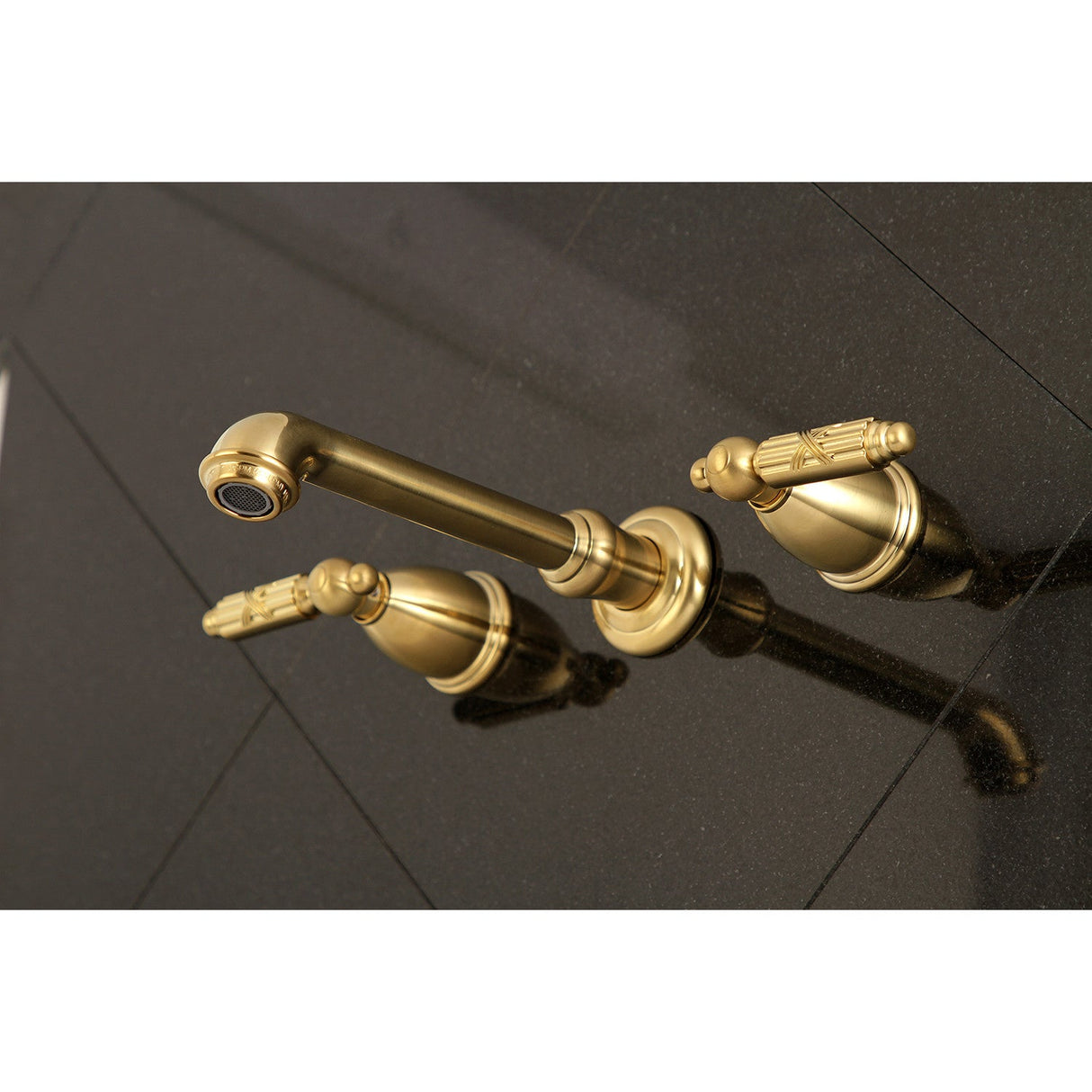 Georgian KS7127GL Two-Handle 3-Hole Wall Mount Bathroom Faucet, Brushed Brass