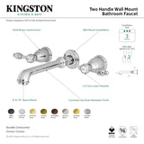Tudor KS7127TAL Two-Handle 3-Hole Wall Mount Bathroom Faucet, Brushed Brass
