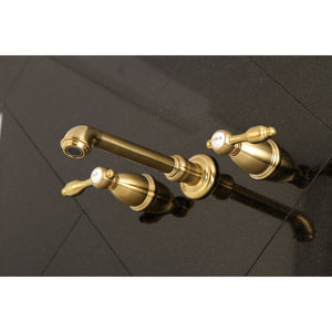 Tudor KS7127TAL Two-Handle 3-Hole Wall Mount Bathroom Faucet, Brushed Brass