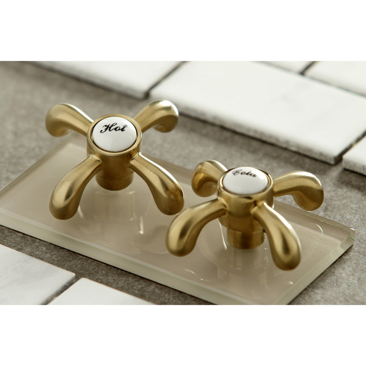 French Country KS7127TX Two-Handle 3-Hole Wall Mount Bathroom Faucet, Brushed Brass