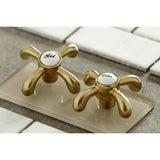 French Country KS7127TX Two-Handle 3-Hole Wall Mount Bathroom Faucet, Brushed Brass