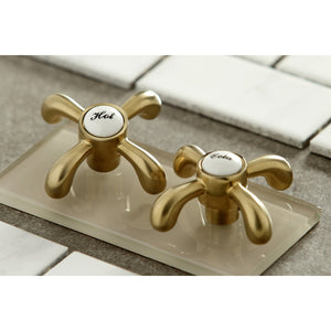 French Country KS7127TX Two-Handle 3-Hole Wall Mount Bathroom Faucet, Brushed Brass