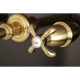 French Country KS7127TX Two-Handle 3-Hole Wall Mount Bathroom Faucet, Brushed Brass