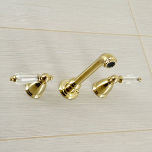 Wilshire KS7127WLL Two-Handle 3-Hole Wall Mount Bathroom Faucet, Brushed Brass