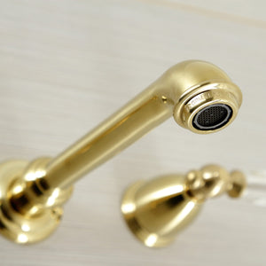 Wilshire KS7127WLL Two-Handle 3-Hole Wall Mount Bathroom Faucet, Brushed Brass
