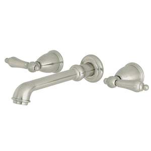 English Country KS7128AL Two-Handle 3-Hole Wall Mount Bathroom Faucet, Brushed Nickel