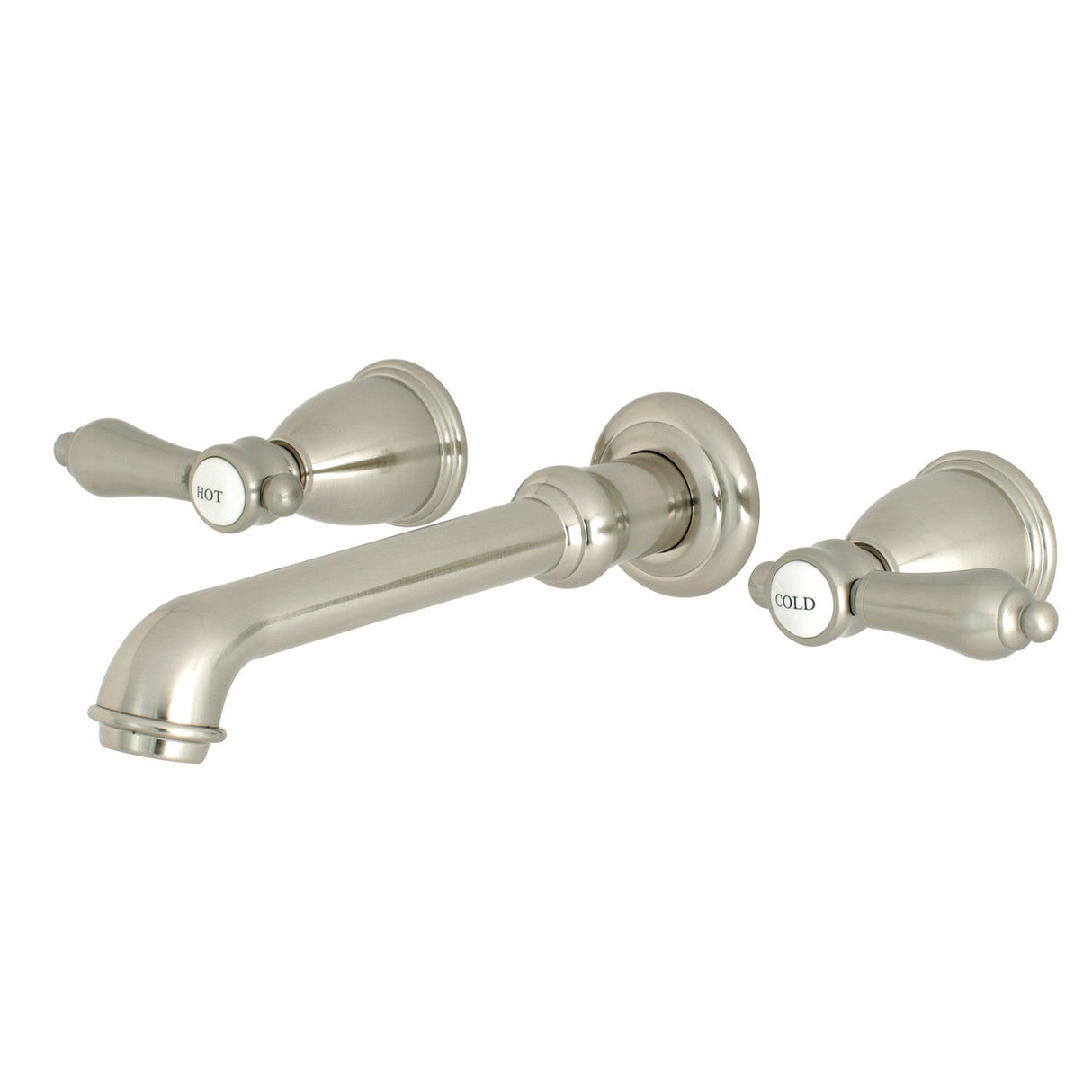 Heirloom KS7128BAL Two-Handle 3-Hole Wall Mount Bathroom Faucet, Brushed Nickel