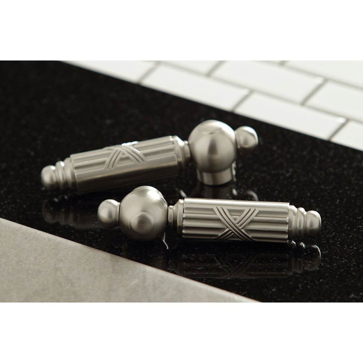 Georgian KS7128GL Two-Handle 3-Hole Wall Mount Bathroom Faucet, Brushed Nickel