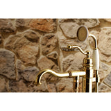 English Country KS7132ABL Single-Handle 1-Hole Freestanding Tub Faucet with Hand Shower, Polished Brass