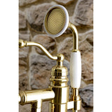 English Country KS7132ABL Single-Handle 1-Hole Freestanding Tub Faucet with Hand Shower, Polished Brass