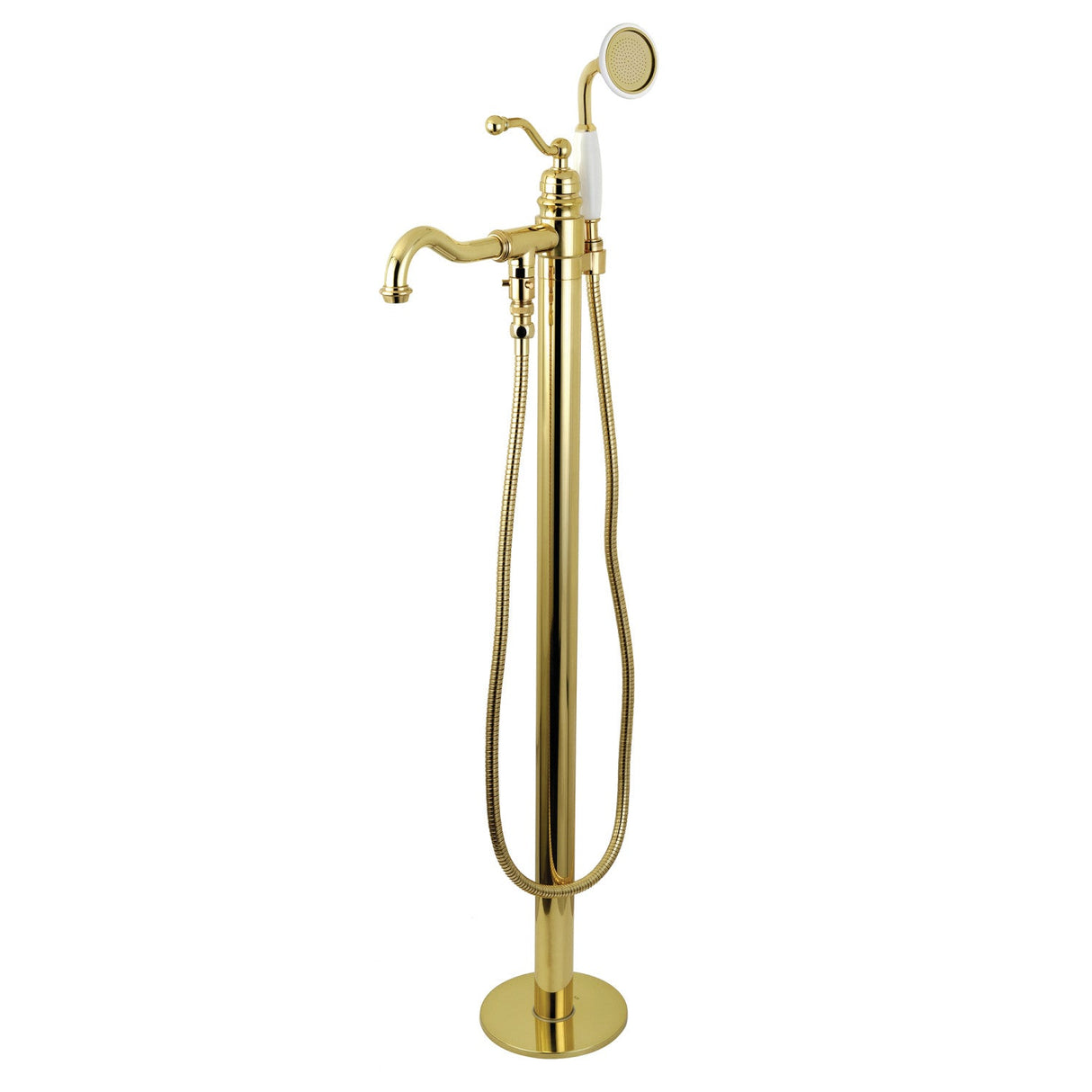 English Country KS7132ABL Single-Handle 1-Hole Freestanding Tub Faucet with Hand Shower, Polished Brass