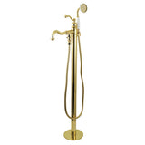 English Country KS7132ABL Single-Handle 1-Hole Freestanding Tub Faucet with Hand Shower, Polished Brass