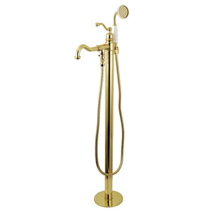 English Country KS7132ABL Single-Handle 1-Hole Freestanding Tub Faucet with Hand Shower, Polished Brass