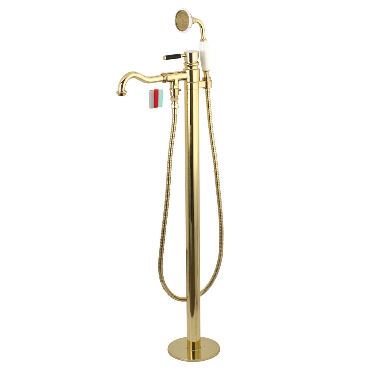 Kaiser KS7132DKL Single-Handle 1-Hole Freestanding Tub Faucet with Hand Shower, Polished Brass