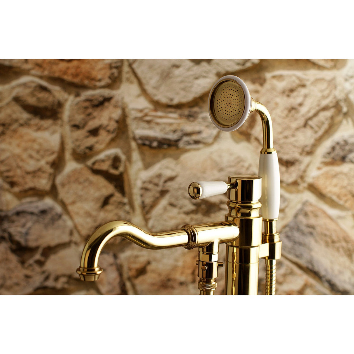 Paris KS7132DPL Single-Handle 1-Hole Freestanding Tub Faucet with Hand Shower, Polished Brass