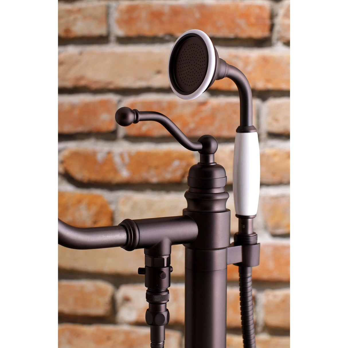English Country KS7135ABL Single-Handle 1-Hole Freestanding Tub Faucet with Hand Shower, Oil Rubbed Bronze