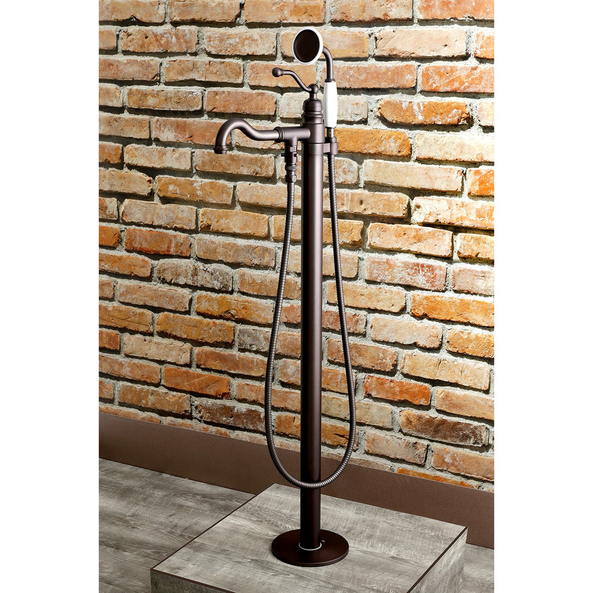 English Country KS7135ABL Single-Handle 1-Hole Freestanding Tub Faucet with Hand Shower, Oil Rubbed Bronze