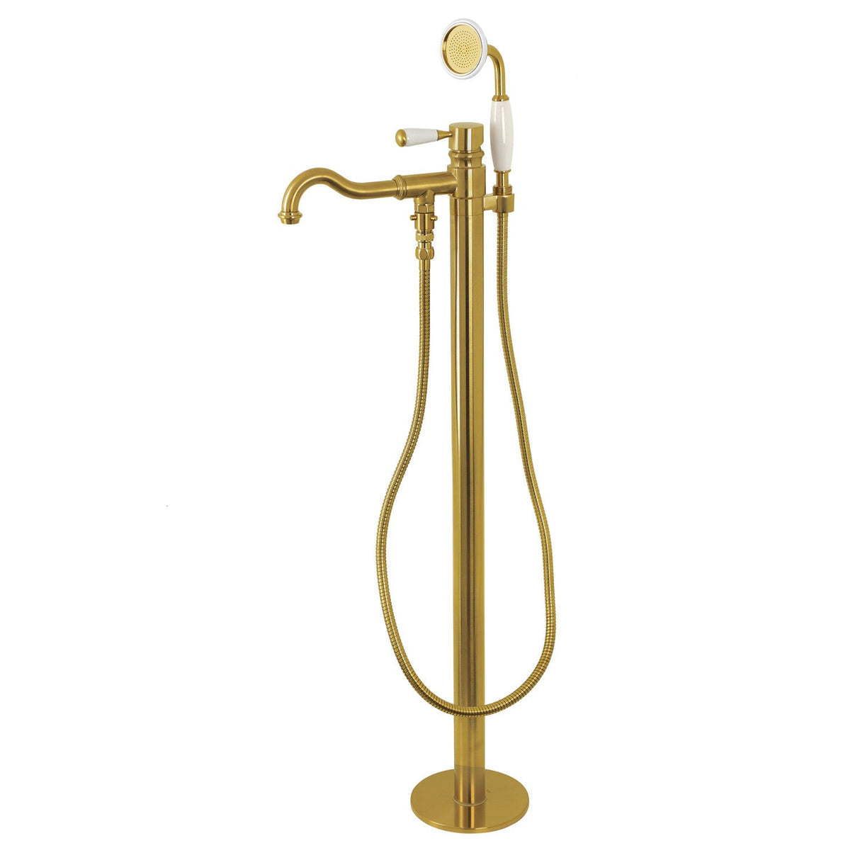 Paris KS7137DPL Single-Handle 1-Hole Freestanding Tub Faucet with Hand Shower, Brushed Brass