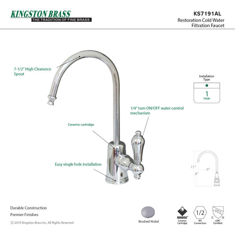 Restoration KS7191AL Single-Handle 1-Hole Deck Mount Water Filtration Faucet, Polished Chrome