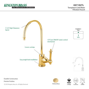 Templeton KS7192TL Single-Handle 1-Hole Deck Mount Water Filtration Faucet, Polished Brass